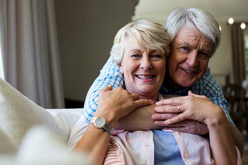 Senior couple embracing each other
